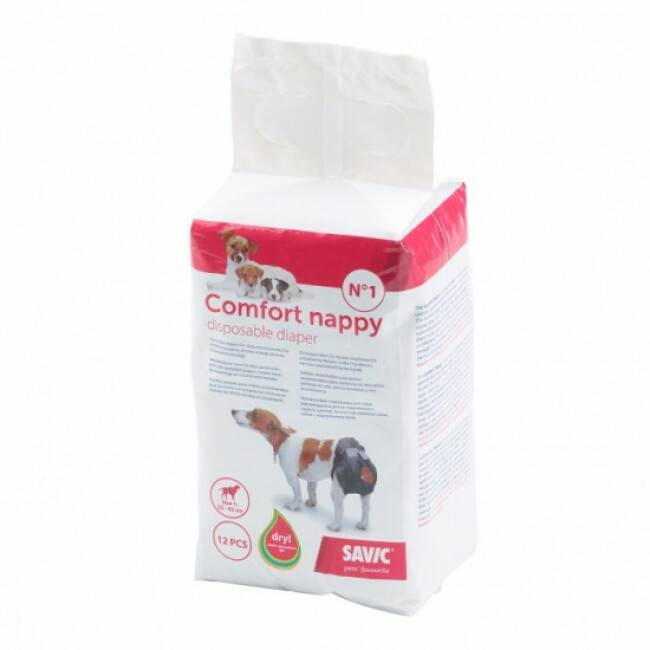 Savic - Couche jetable noire pour incontinence Comfort Nappy Savic pour chien Taille 3 Paquet de 12 couches