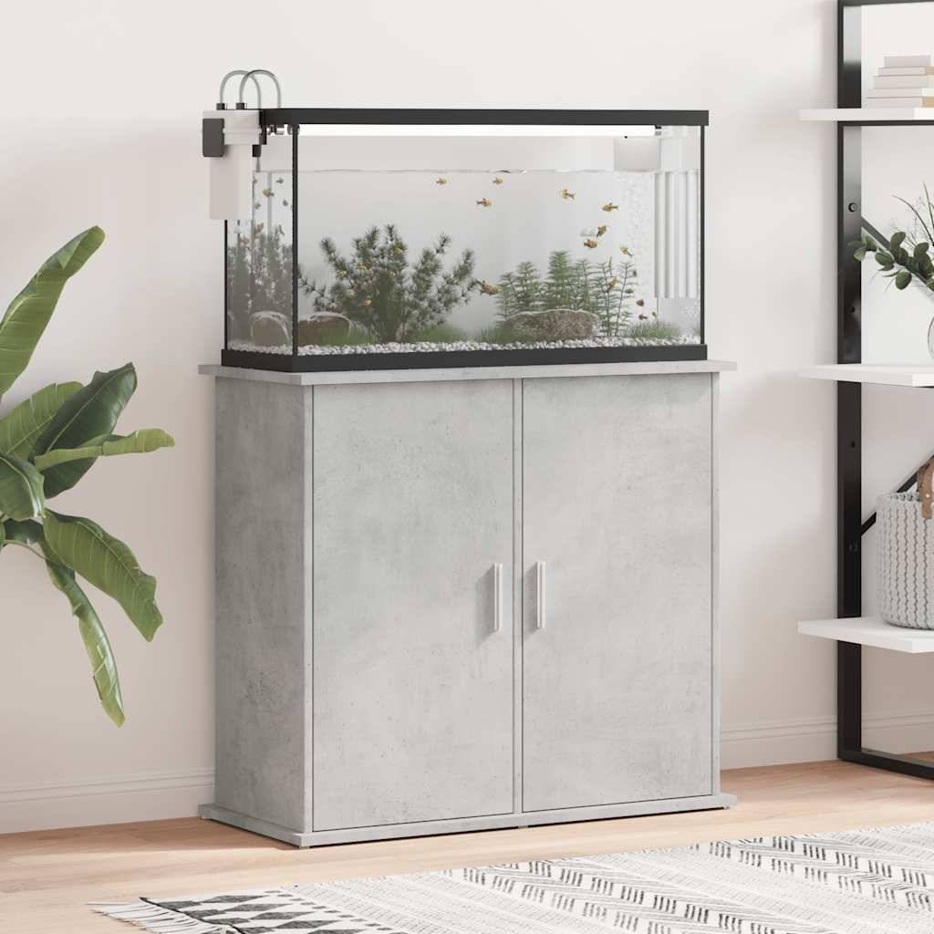 Support Aquarium Compact Rangement Fermé Style Industriel Gris Béton 81 cm - ComfortXL Outdoor Living