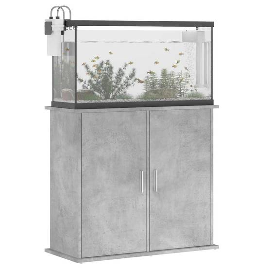 Support Aquarium Compact Rangement Fermé Style Industriel Gris Béton 81 cm - ComfortXL Outdoor Living - Image 4