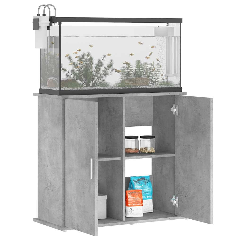 Support Aquarium Compact Rangement Fermé Style Industriel Gris Béton 81 cm - ComfortXL Outdoor Living - Image 3
