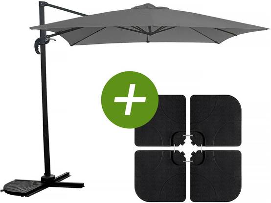 Parasol Jardin Déporté "soleil" - Carré - 2.5 X 2.5 M - Gris + Dalles à Lester Incluses -habitat Et Jardin - Image 1