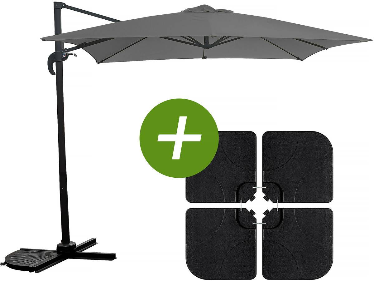 Parasol Jardin Déporté "soleil" - Carré - 2.5 X 2.5 M - Gris + Dalles à Lester Incluses -habitat Et Jardin - Imagen 1