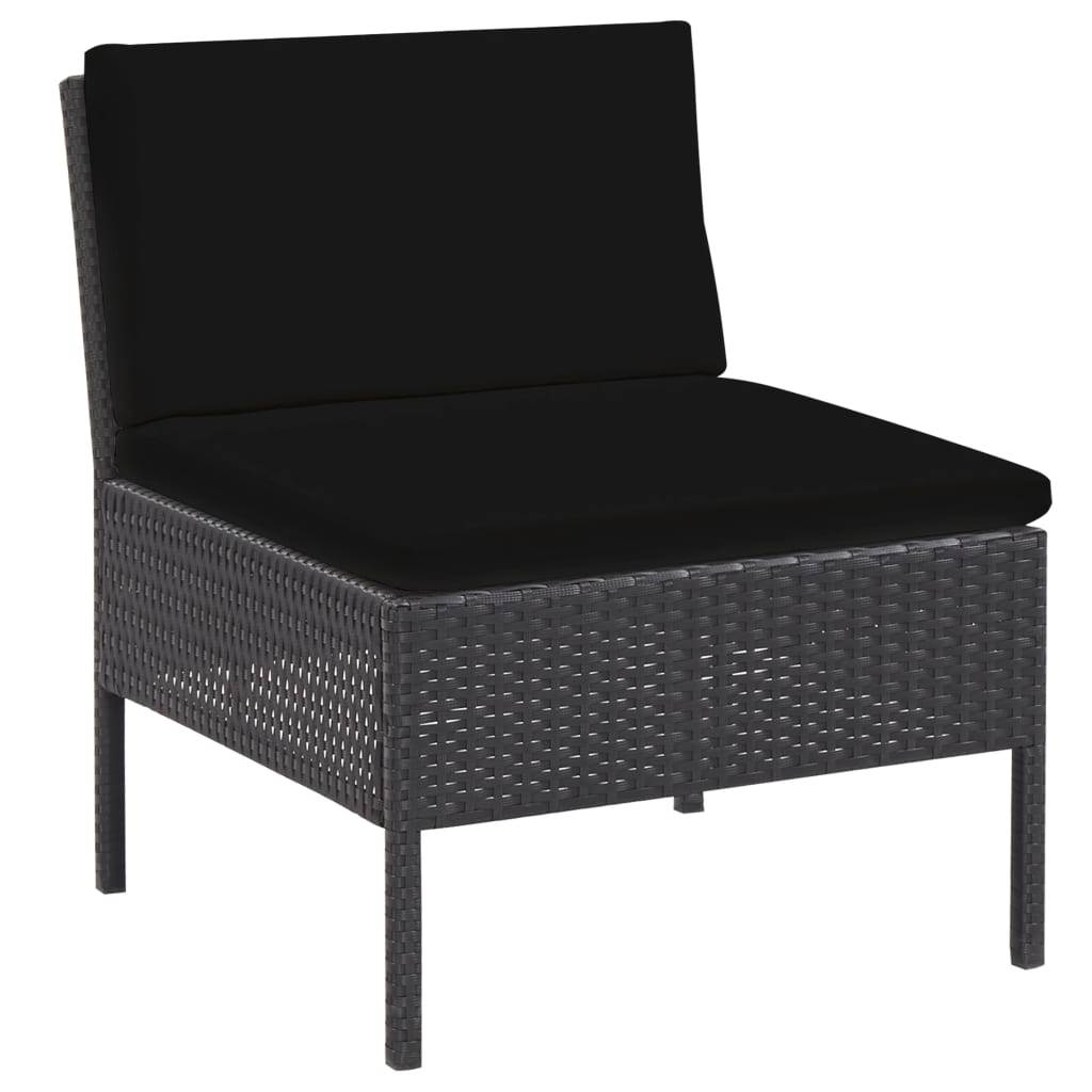 Vidaxl - Salon de jardin 6 pcs avec coussins résine tressée noir vidaXL 48937 - Imagen 7