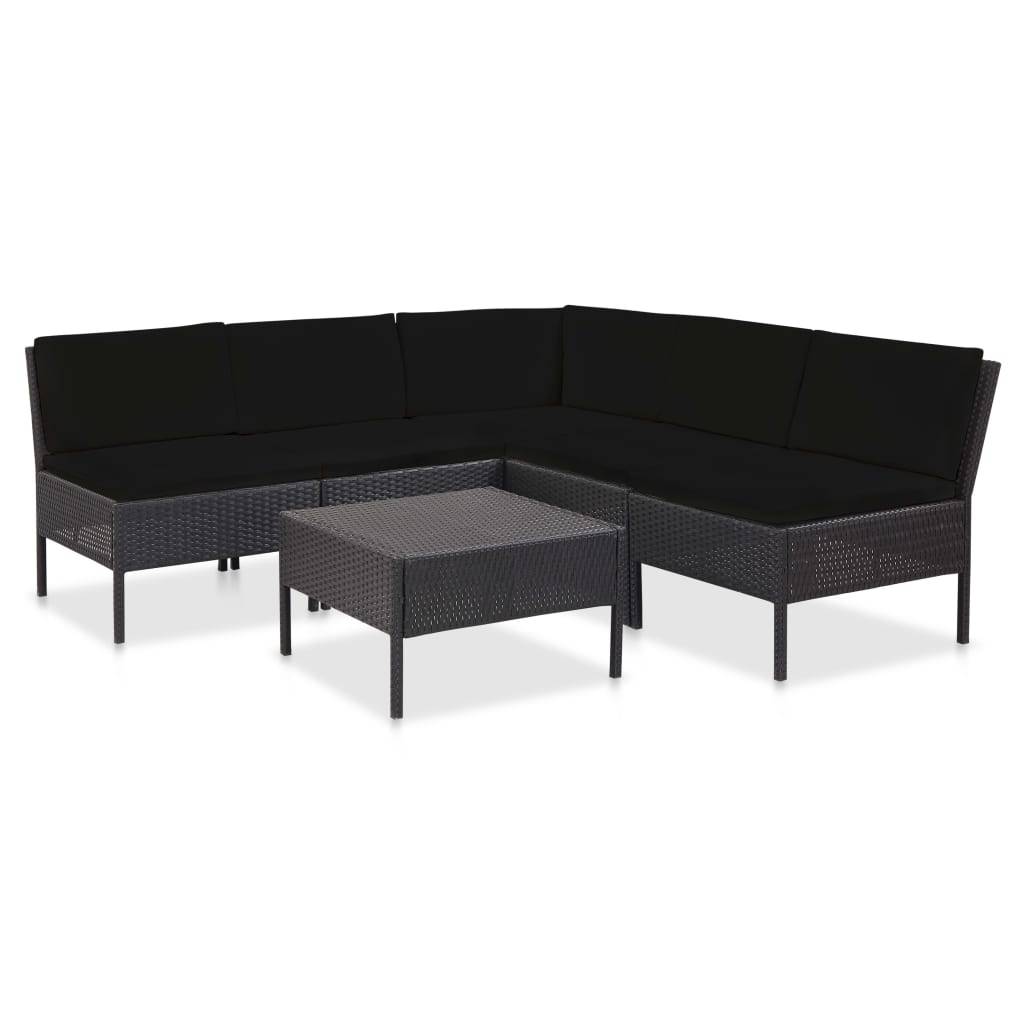 Vidaxl - Salon de jardin 6 pcs avec coussins résine tressée noir vidaXL 48937 - Imagen 1