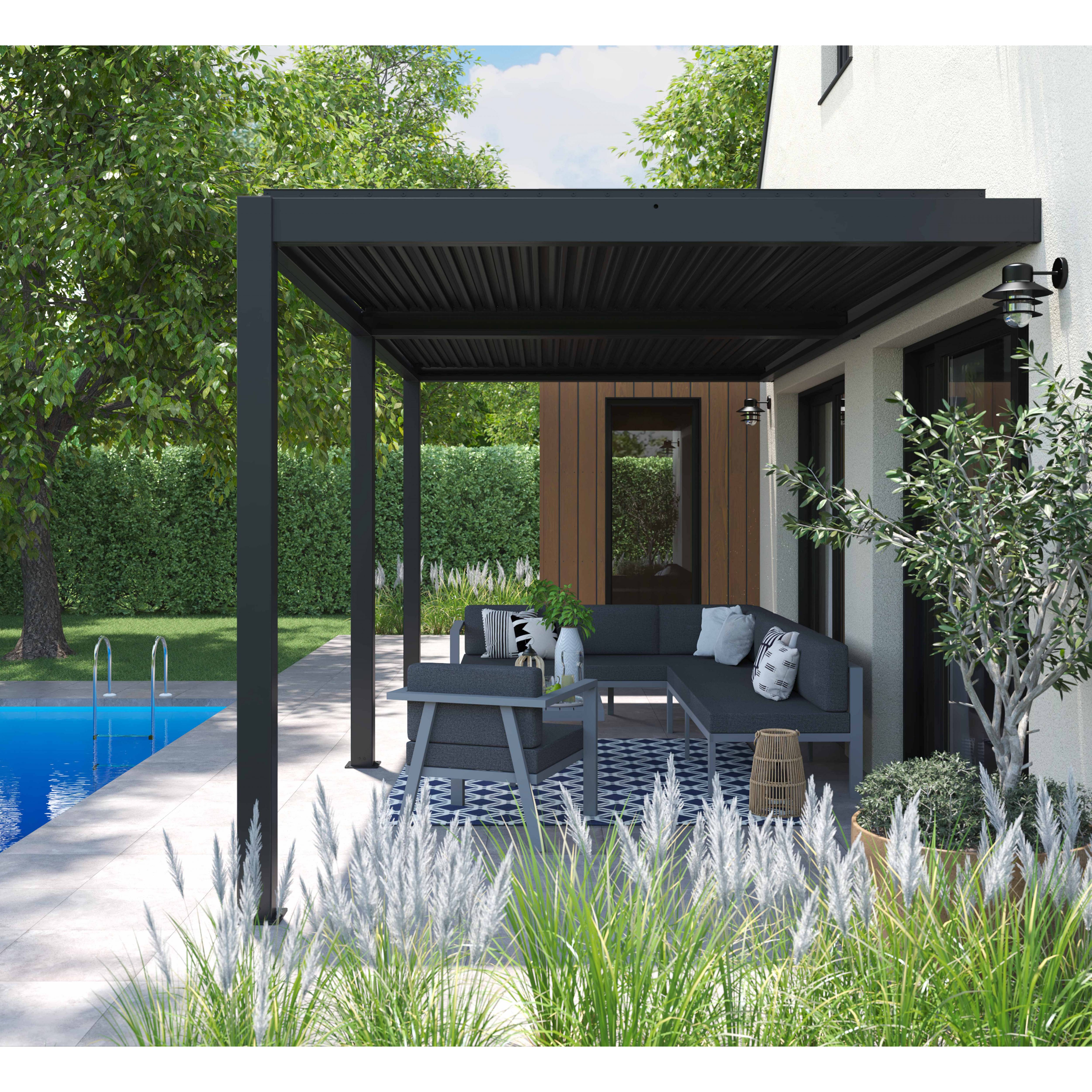Oviala - Pergola bioclimatique adossée 3x6m et 2 Stores 2,66 x 2,34m Oia - Oviala - Imagen 5