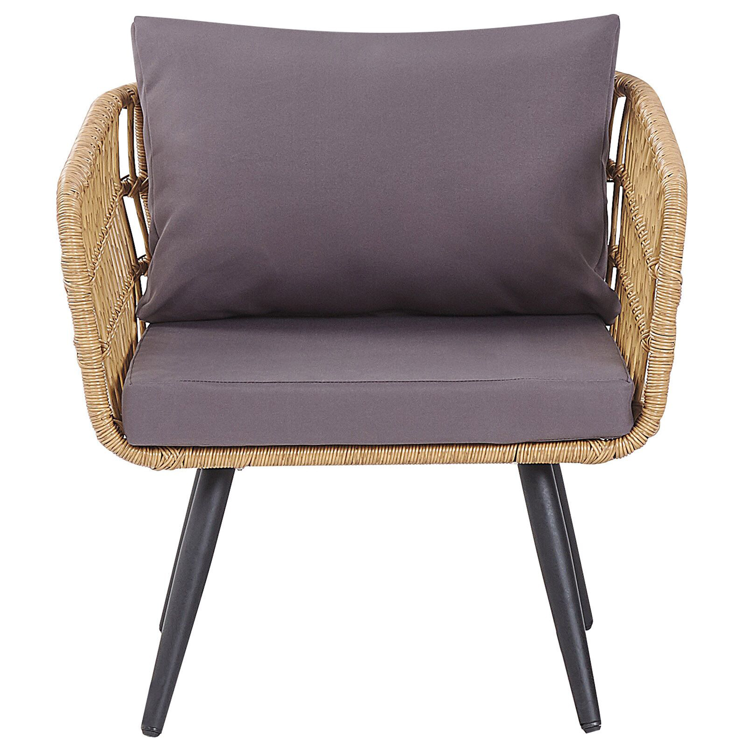 Beliani - Set de jardin, 4 Personnes Polyrotin Beige FOBELLO - Beliani - Imagen 7