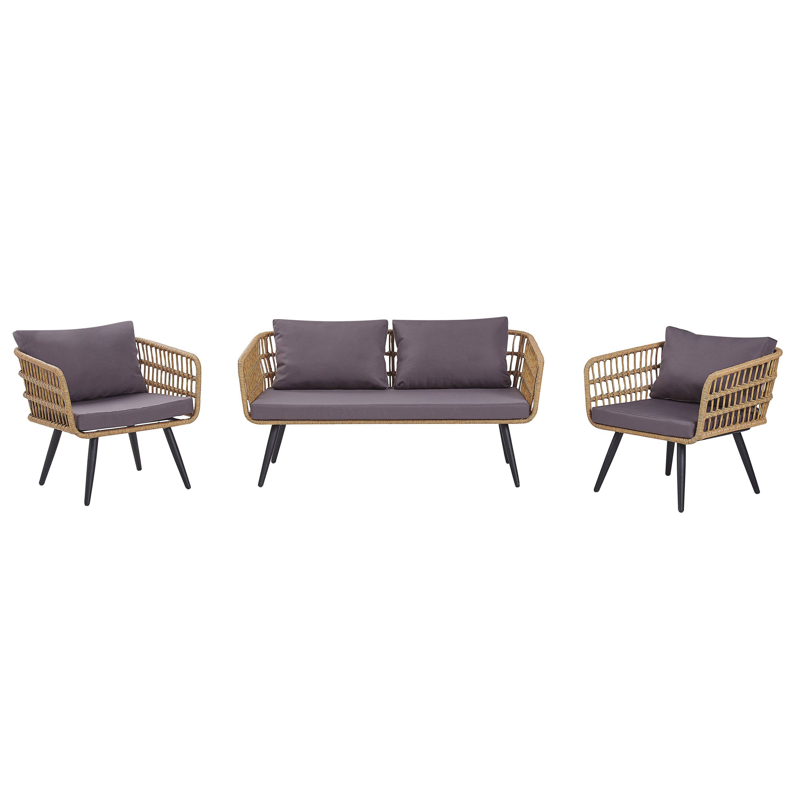 Beliani - Set de jardin, 4 Personnes Polyrotin Beige FOBELLO - Beliani - Imagen 3