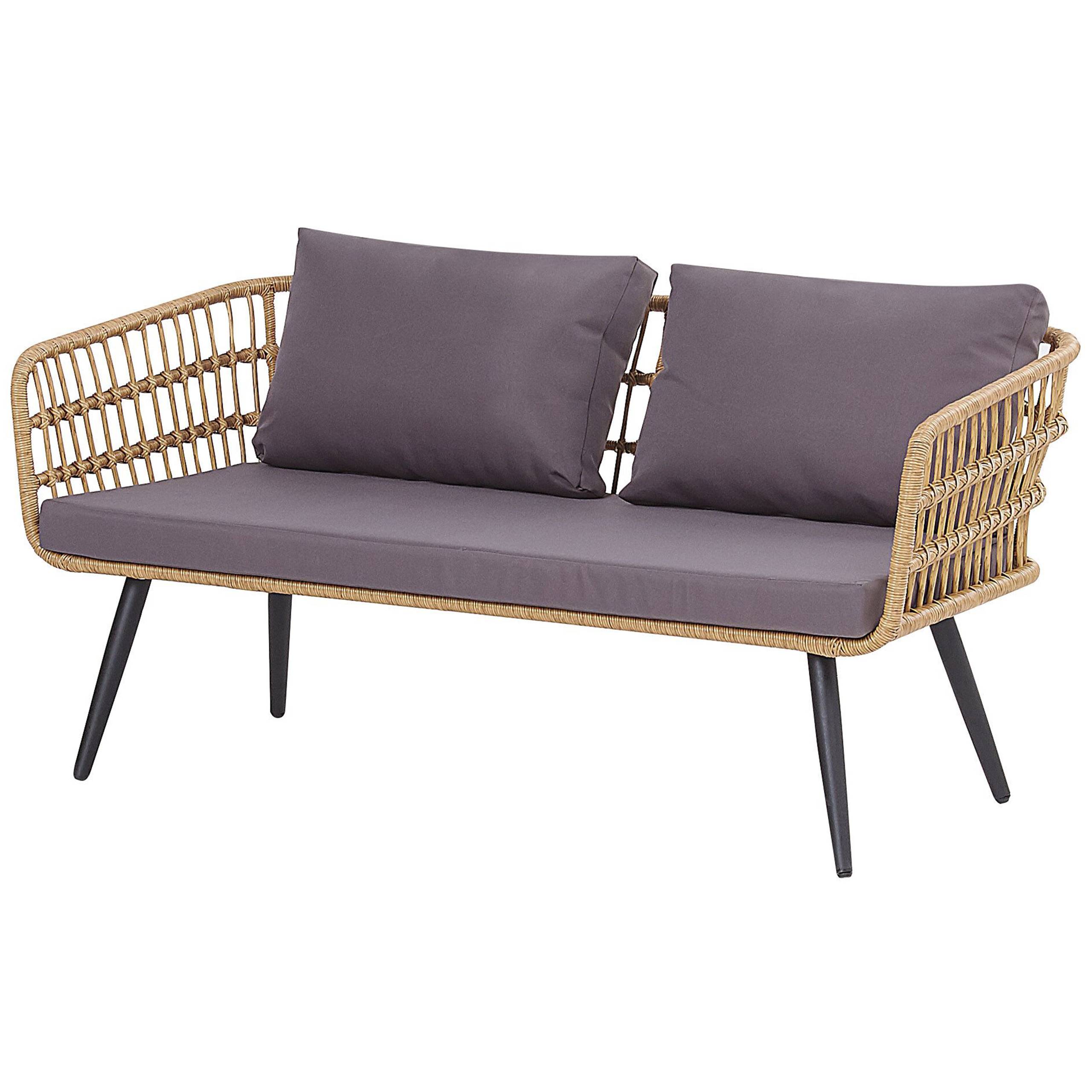 Beliani - Set de jardin, 4 Personnes Polyrotin Beige FOBELLO - Beliani - Imagen 5