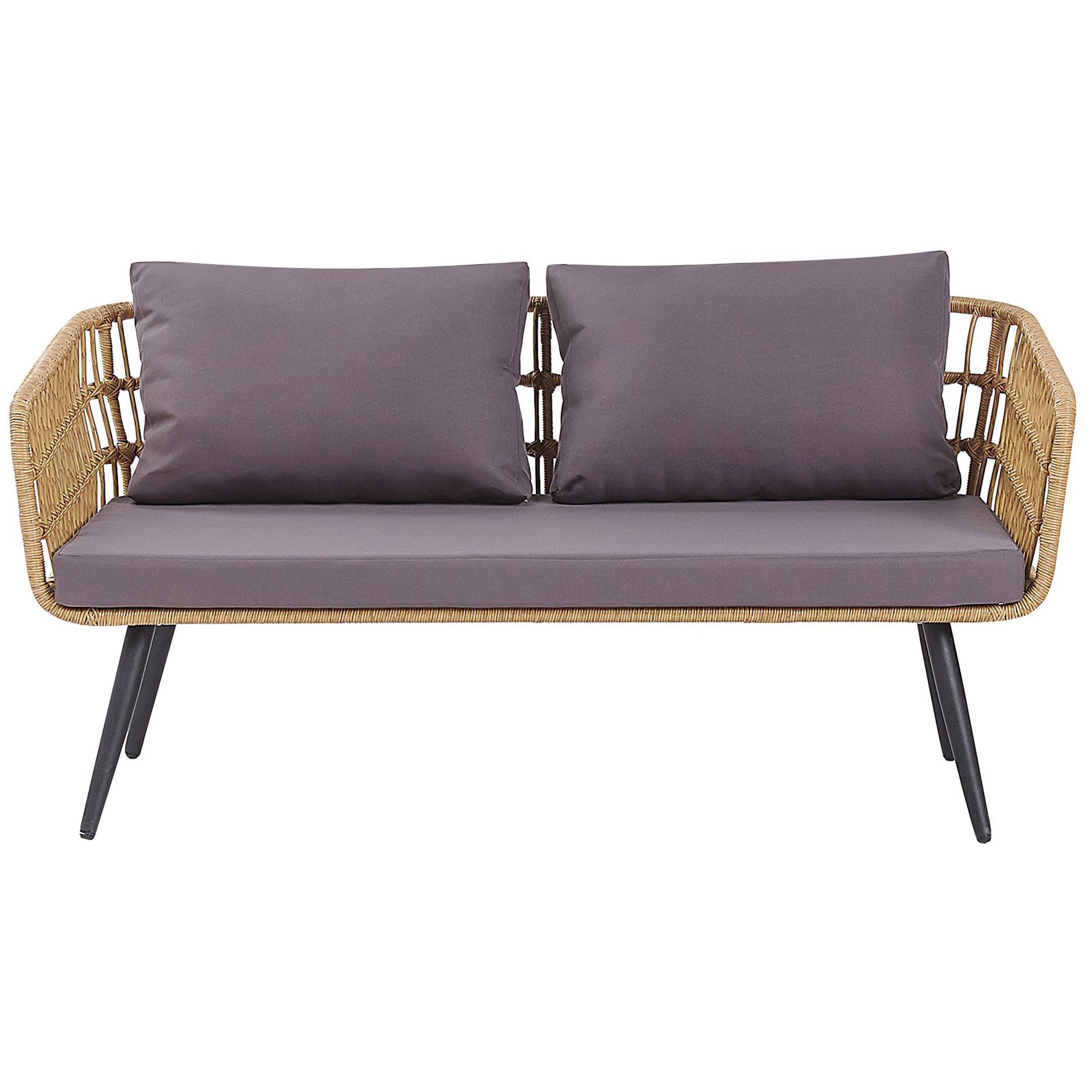 Beliani - Set de jardin, 4 Personnes Polyrotin Beige FOBELLO - Beliani - Imagen 4