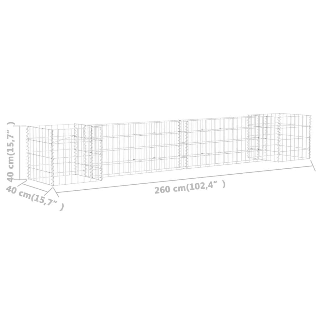 Helloshop26 - Jardinière à gabion en h panier de gabion parterre surélevé de fleurs plantes jardin terrasse extérieur fil d'acier 260 cm - Imagen 4
