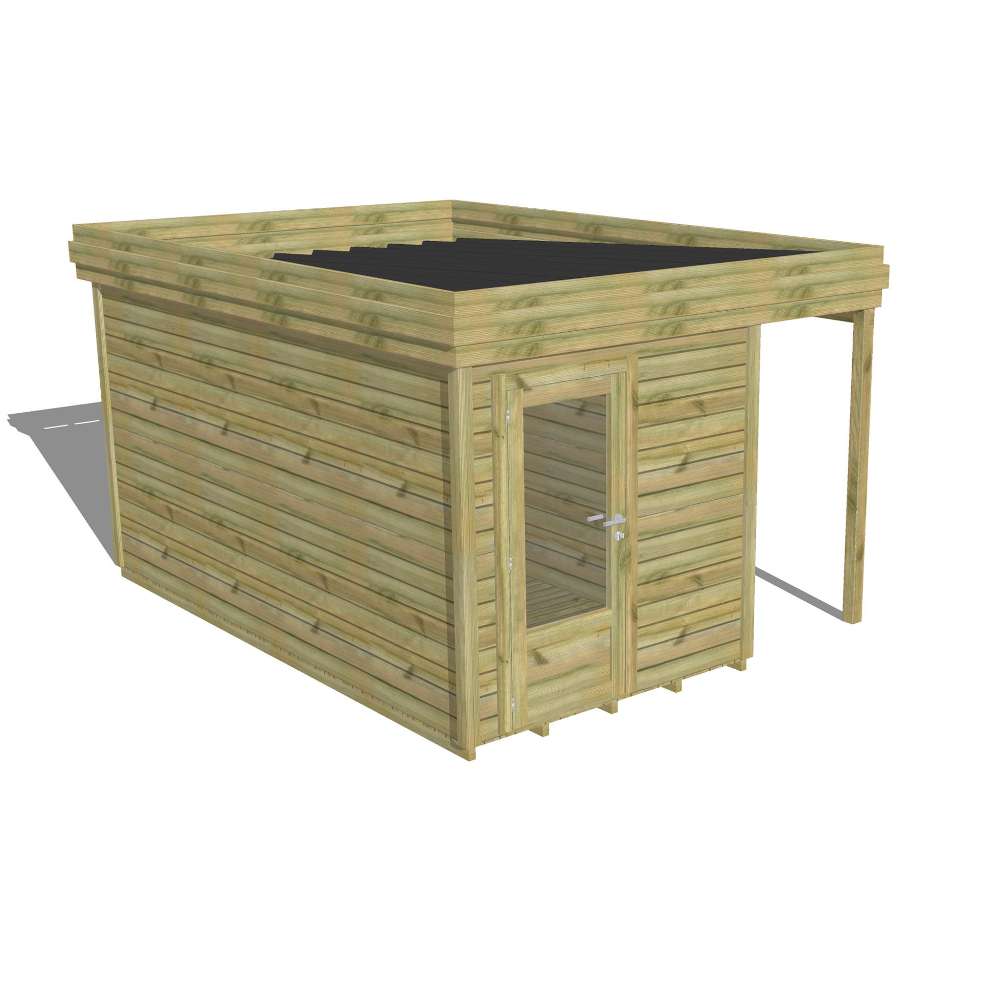 Abri Français - ABRI DE JARDIN bois  autoclave 27mm - 3,14x4,34m / 14m2 - Bac acier - Plancher bois