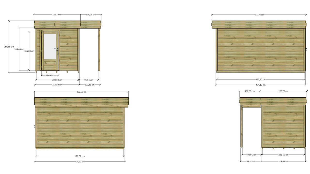 ABRI DE JARDIN bois autoclave 27mm - 3,14x4,34m / 14m2 - Bac acier - Plancher bois - Image 4