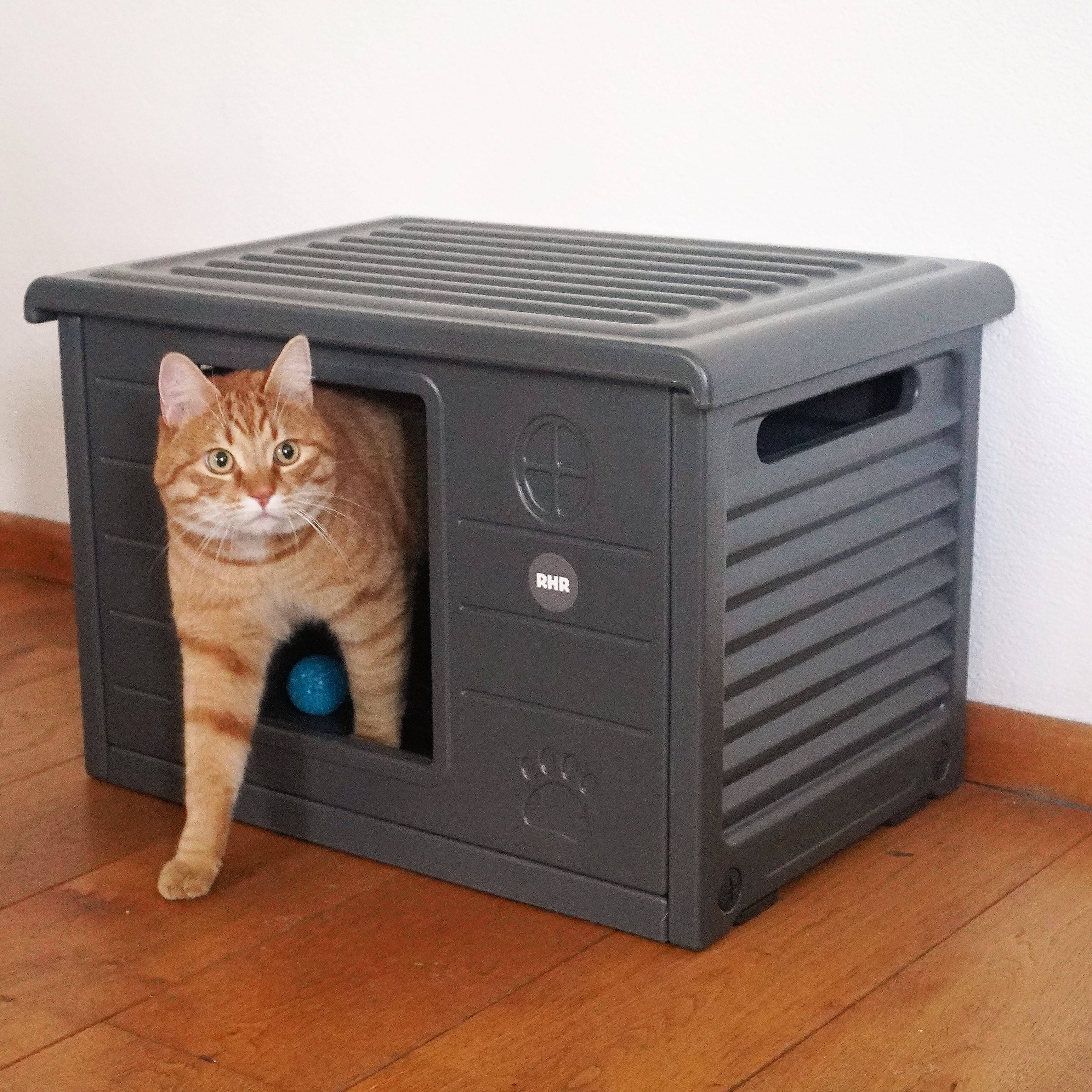 Rhr Concepts Bv - Maisonnette pour chat Villa de Luxe pour extérieur et intérieur (Gris Foncé) - RHR Concepts BV - Imagen 3