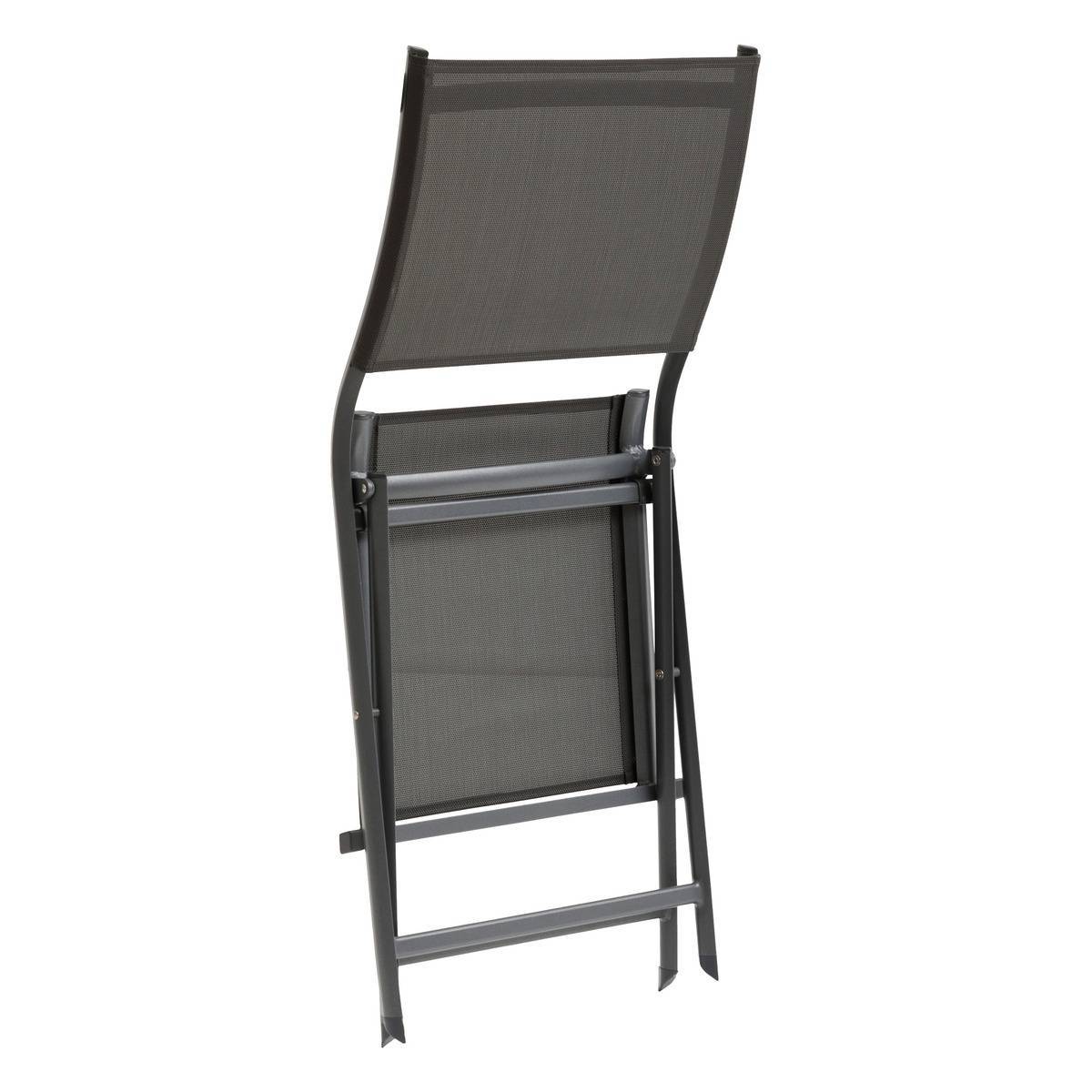 Hesperide - Lot de 4 chaises de jardin pliantes "Axant" anthracite & graphite en aluminium traité époxy Hespéride - Imagen 2