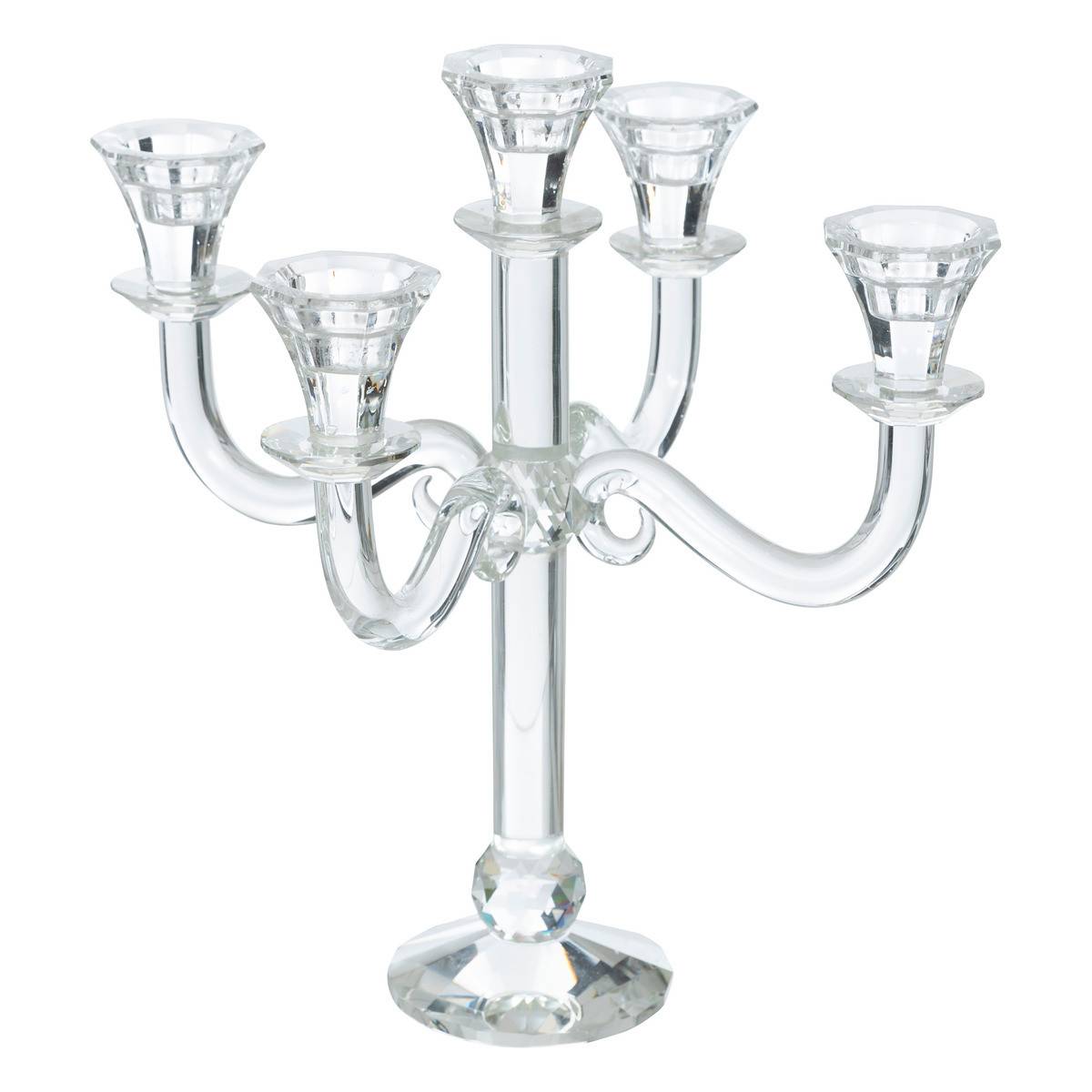 Fééric Lights & Christmas - Bougeoir Chandelier 5 Branches en verre H 33 cm - Imagen 1