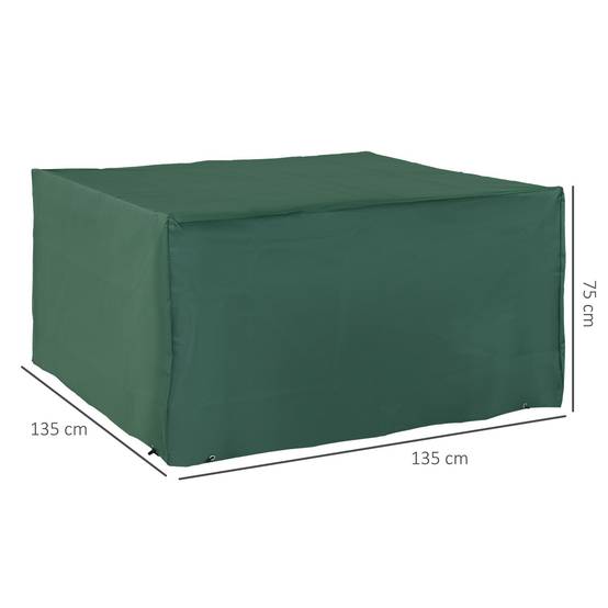 Housse de protection pour mobilier de jardin, tissu Oxford 600D, vert, 135 x 135 x 75 cm - Image 3