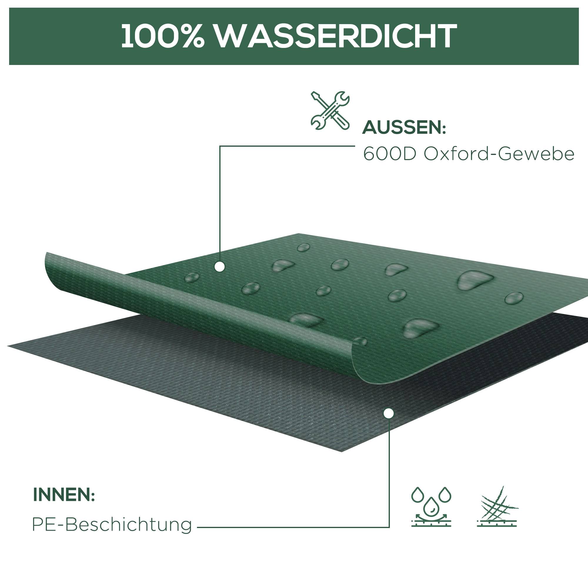 Housse de protection pour mobilier de jardin, tissu Oxford 600D, vert, 135 x 135 x 75 cm - Image 4