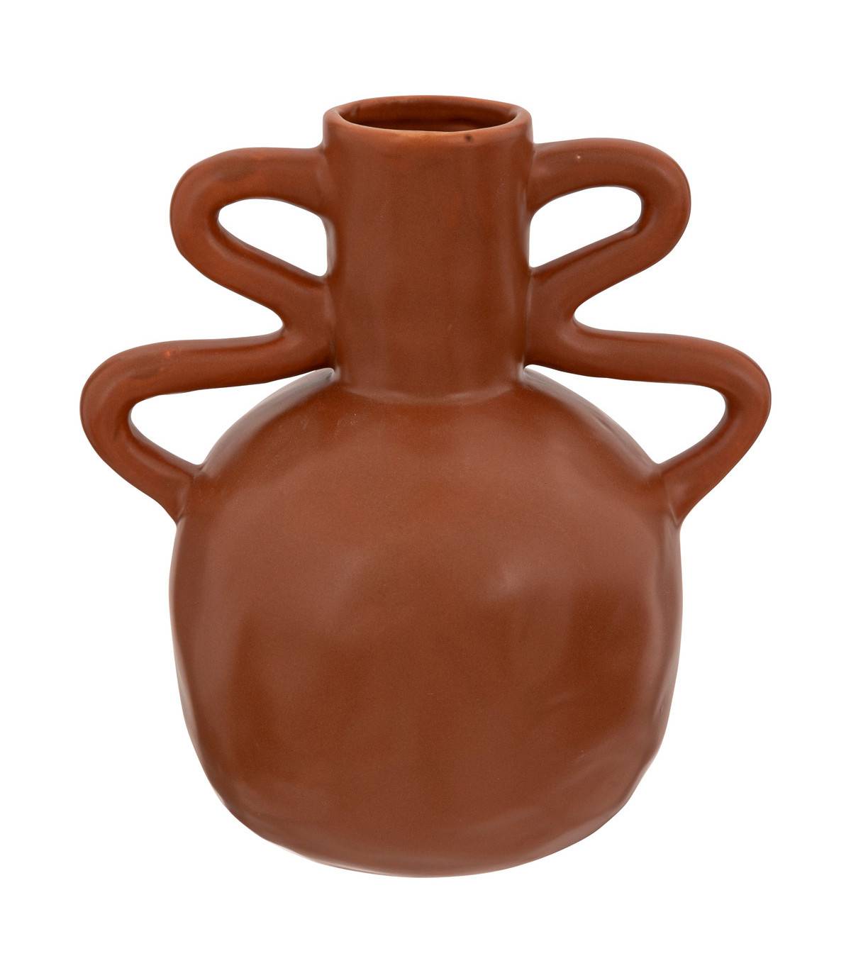 Atmosphera - Vase Amphore en Céramique Marron cannelle H 20 cm - Imagen 1