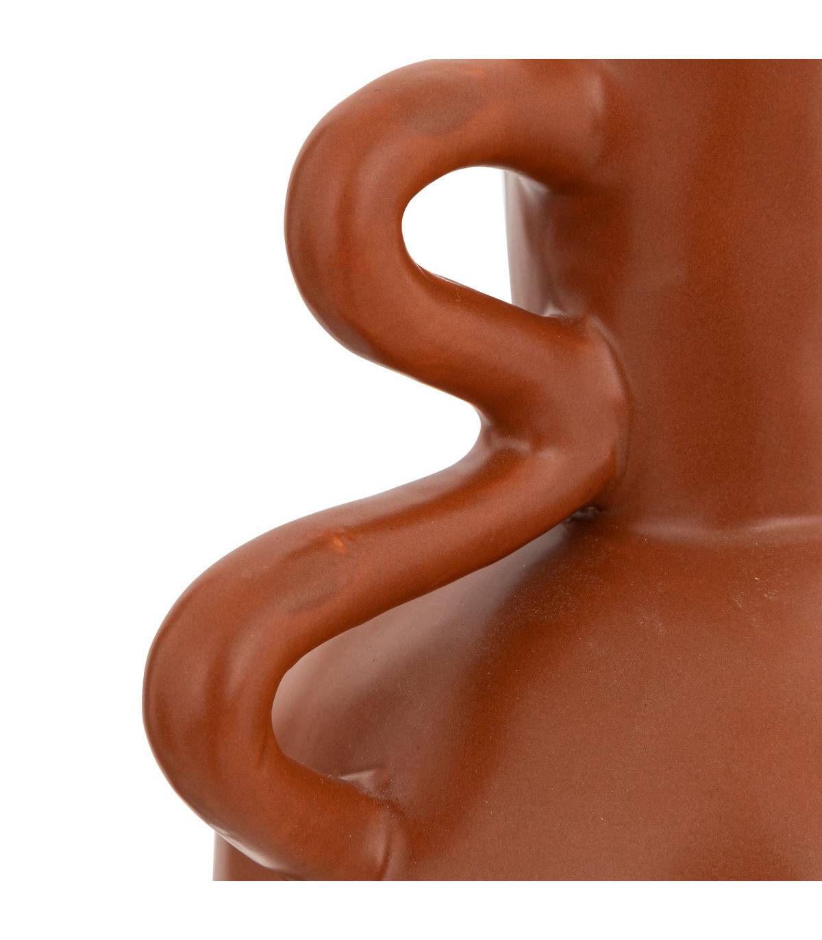 Atmosphera - Vase Amphore en Céramique Marron cannelle H 20 cm - Imagen 2