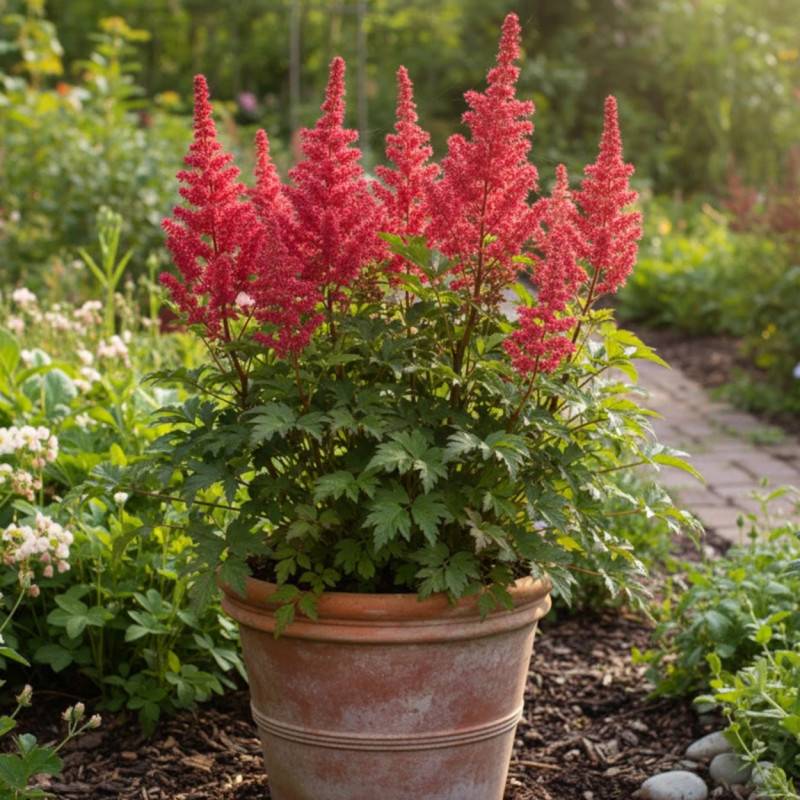 Astilbe d'Arends Gertrud Brix à fleurs Rouge/ - feuillage Caduc - Godet - 5/20 cm - Imagen 1