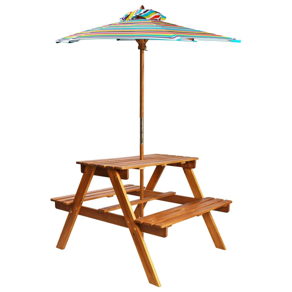 Vidaxl - Table à pique-nique et parasol enfants 79x90x60cm Acacia solide vidaXL 43990 - Imagen 1