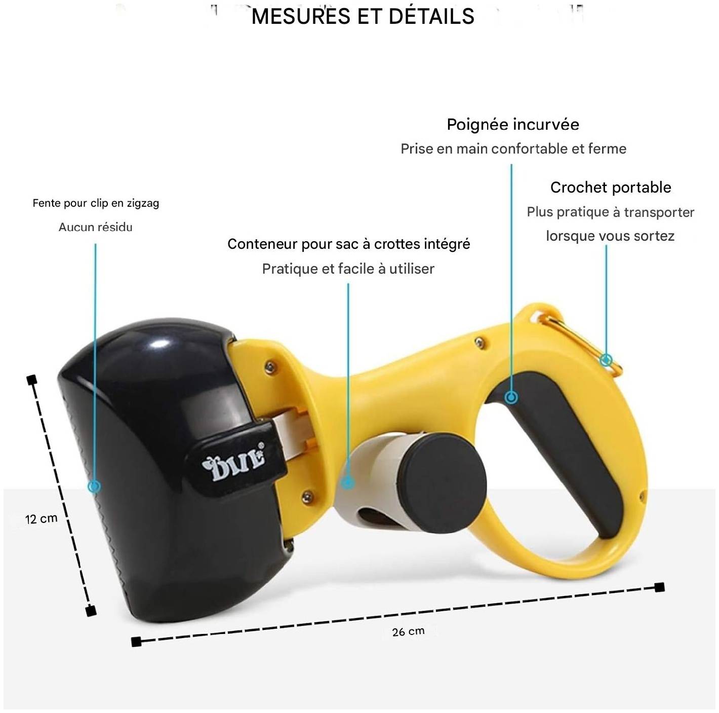 Lytech - Pooper scooper hygiénique pour chiens jaune et noir pratique - Lytech - Image 3