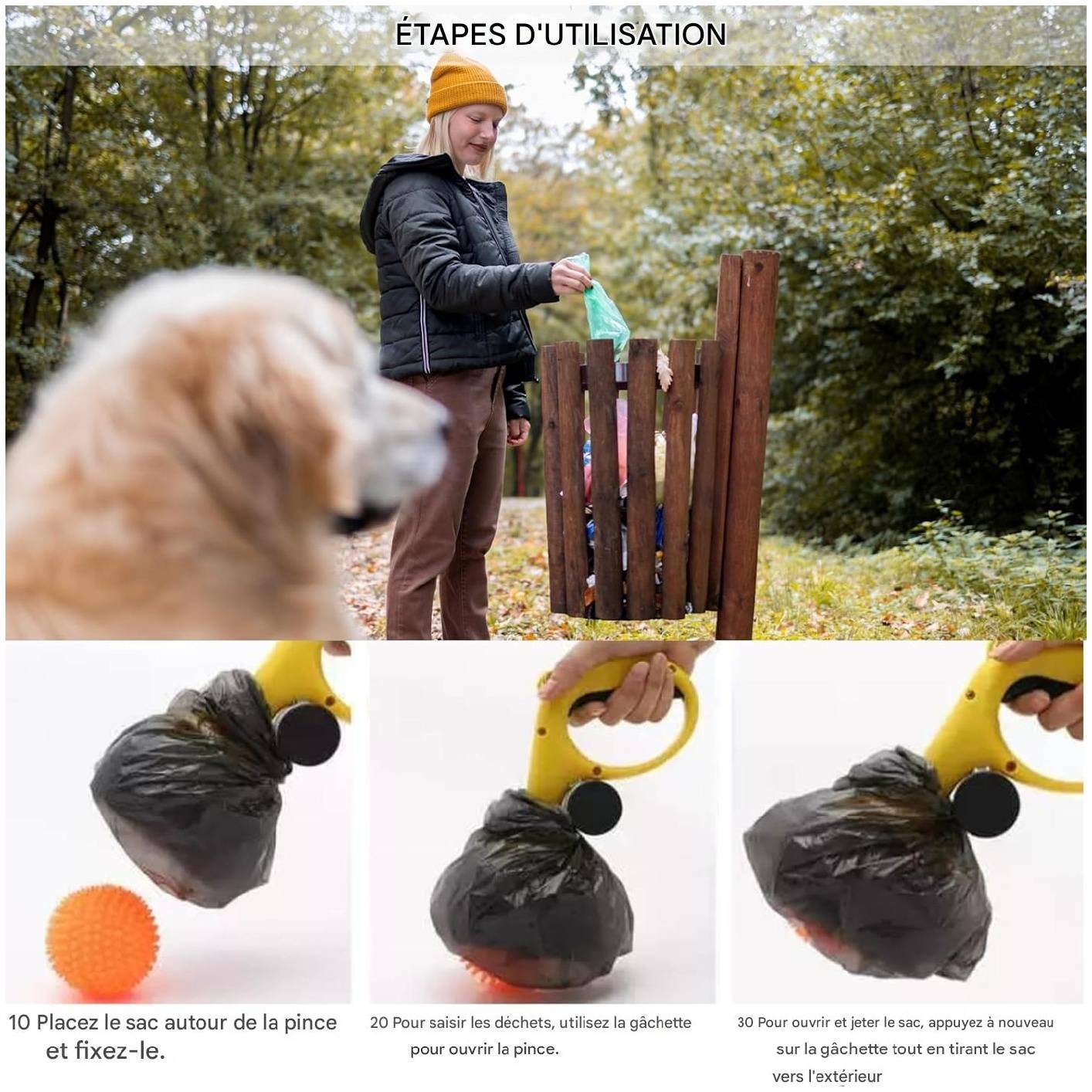 Lytech - Pooper scooper hygiénique pour chiens jaune et noir pratique - Lytech - Image 4