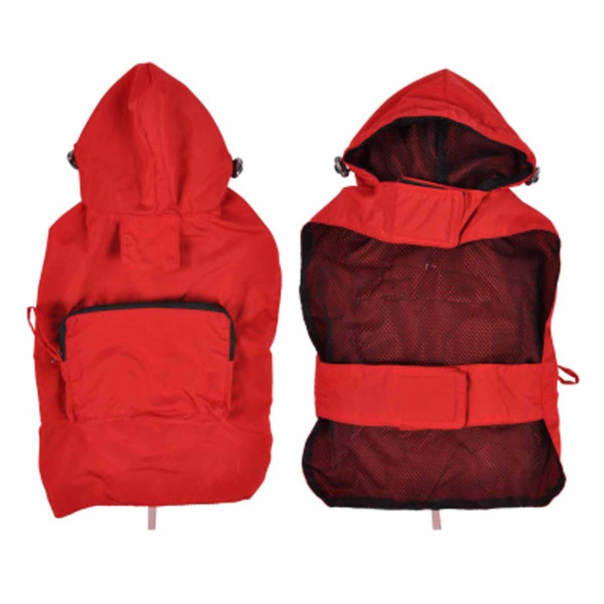 Imperméable pour Chien "Capuche & Poche" 40cm Rouge - Image 1