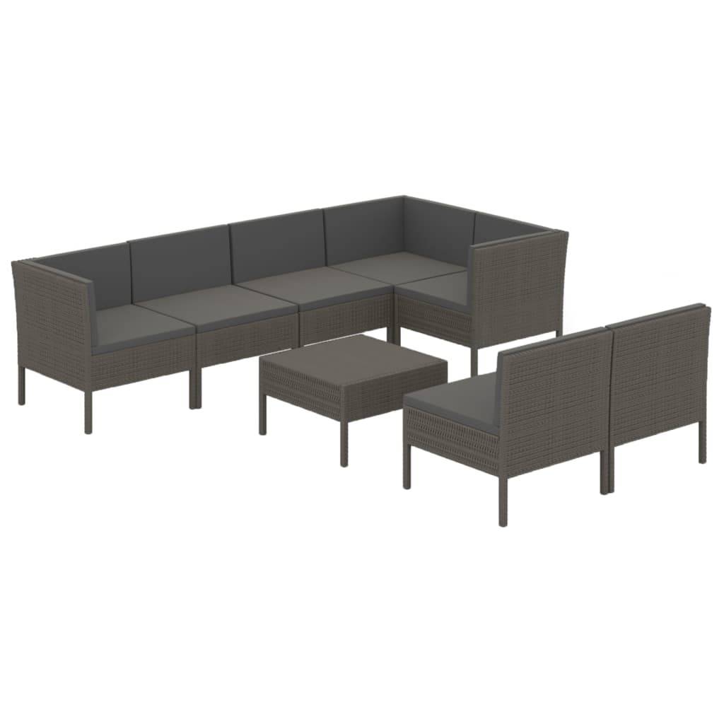Helloshop26 - Salon de jardin meuble d'extérieur ensemble de mobilier 8 pièces avec coussins résine tressée gris - Imagen 1