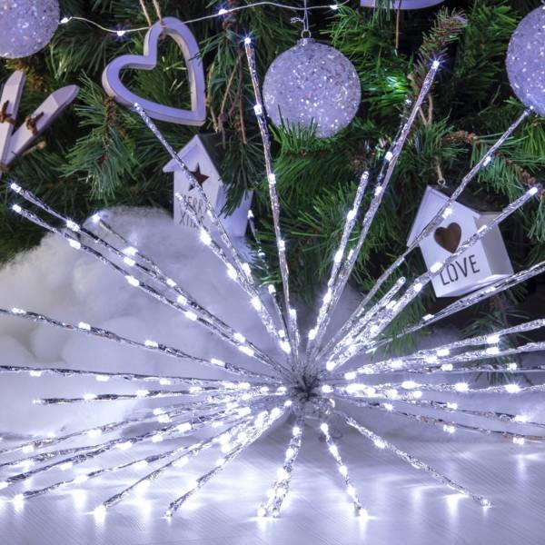 Lotti - Boule lumineuse à branches argentée 60cm 200 LED blanc froid scintillant Lotti - Imagen 1