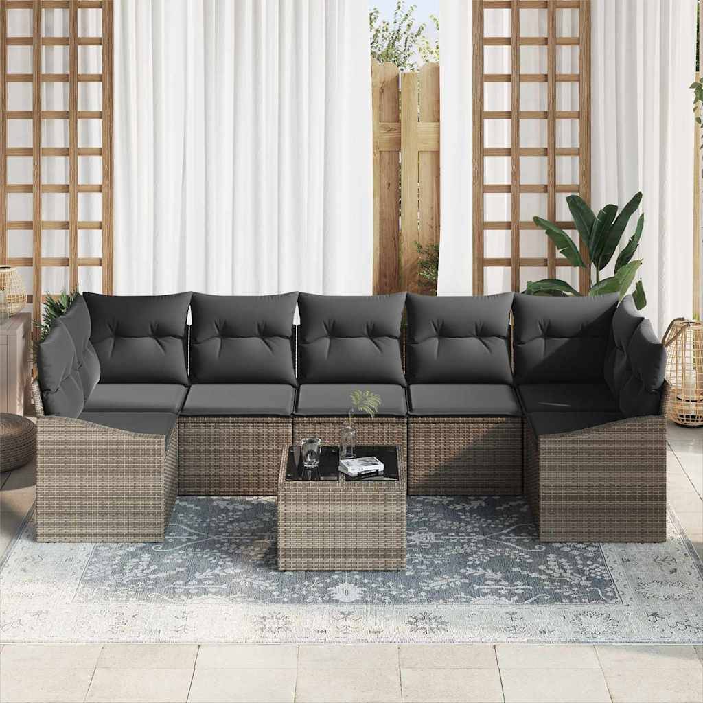Canapé Extérieur Spacieux 8 pcs Polyrotin avec Table et Sac Rangement Gris Contemporain – ComfortXL Outdoor Living - Image 3
