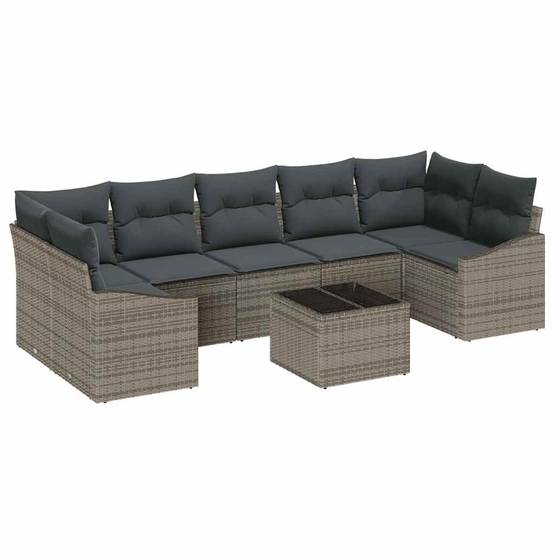 Canapé Extérieur Spacieux 8 pcs Polyrotin avec Table et Sac Rangement Gris Contemporain – ComfortXL Outdoor Living - Image 2