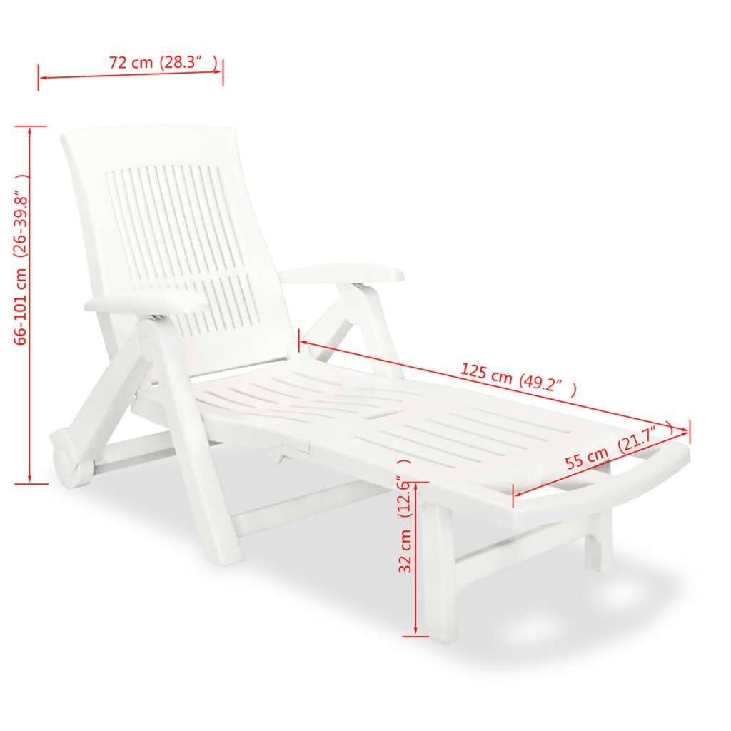 Vidaxl - Chaise longue avec repose-pied Plastique Blanc vidaXL 43586 - Imagen 3