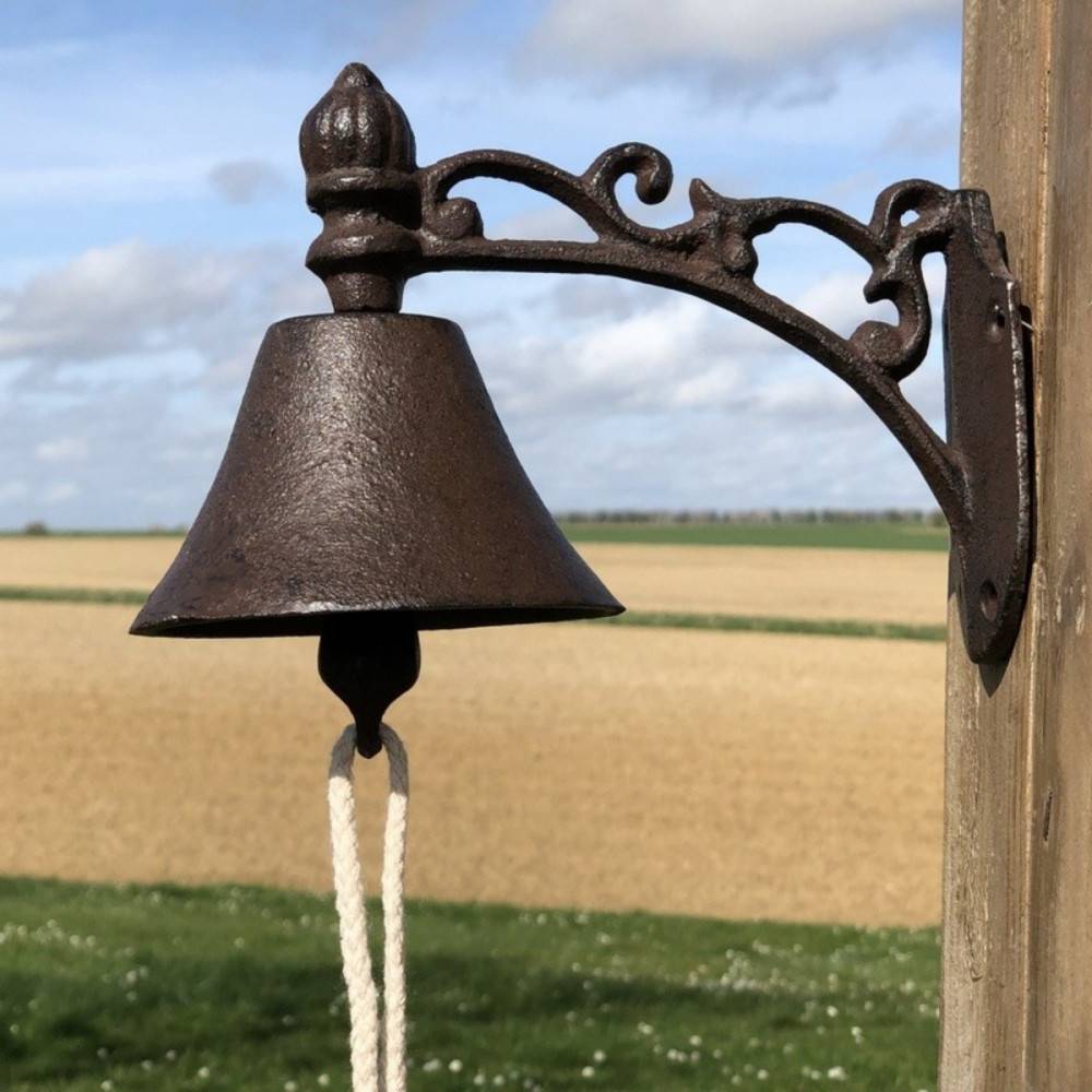 Cloche de jardin de porte ancienne en fonte marron 19 x10.5cm Chemin de campagne - Imagen 4