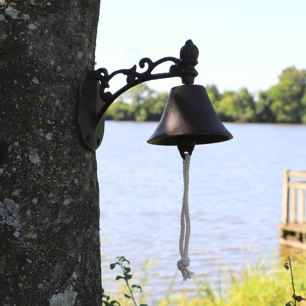 Cloche de jardin de porte ancienne en fonte marron 19 x10.5cm Chemin de campagne - Imagen 2