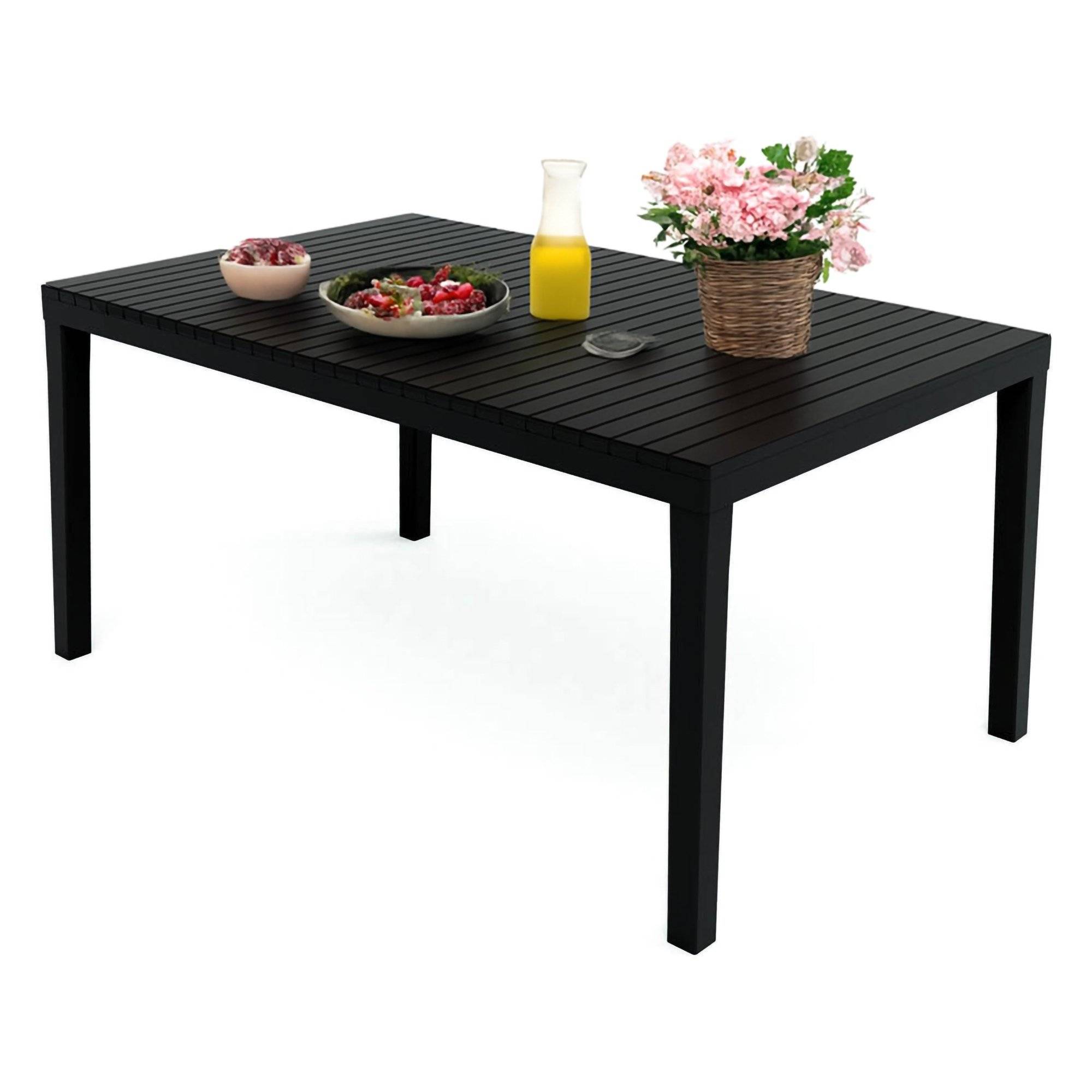 Dmora - Table d'extérieur Danastas, Étagère à manger rectangulaire, Table de jardin polyvalente, 100% Made in Italy, 150x90h72 Cm, Anthracite - Dmora - Imagen 1