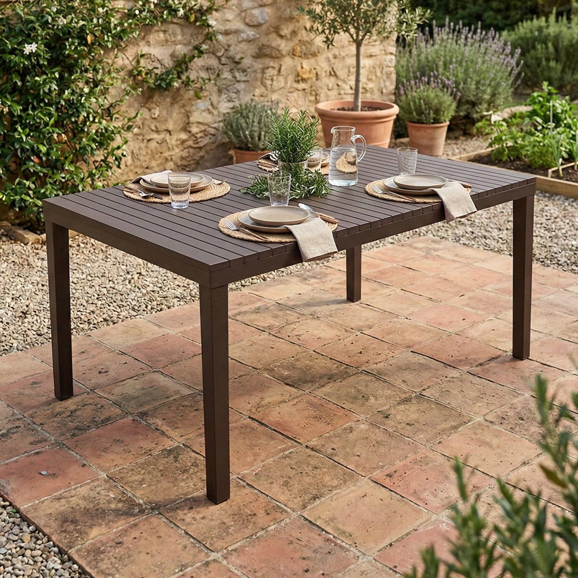Dmora - Table d'extérieur Danastas, Étagère à manger rectangulaire, Table de jardin polyvalente, 100% Made in Italy, 150x90h72 Cm, Anthracite - Dmora - Imagen 2