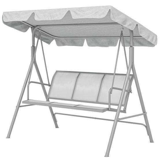 Balancelle 3 places métal polyester jardin toit pare-soleil amovible gris clair - ComfortXL Outdoor Living - Image 2