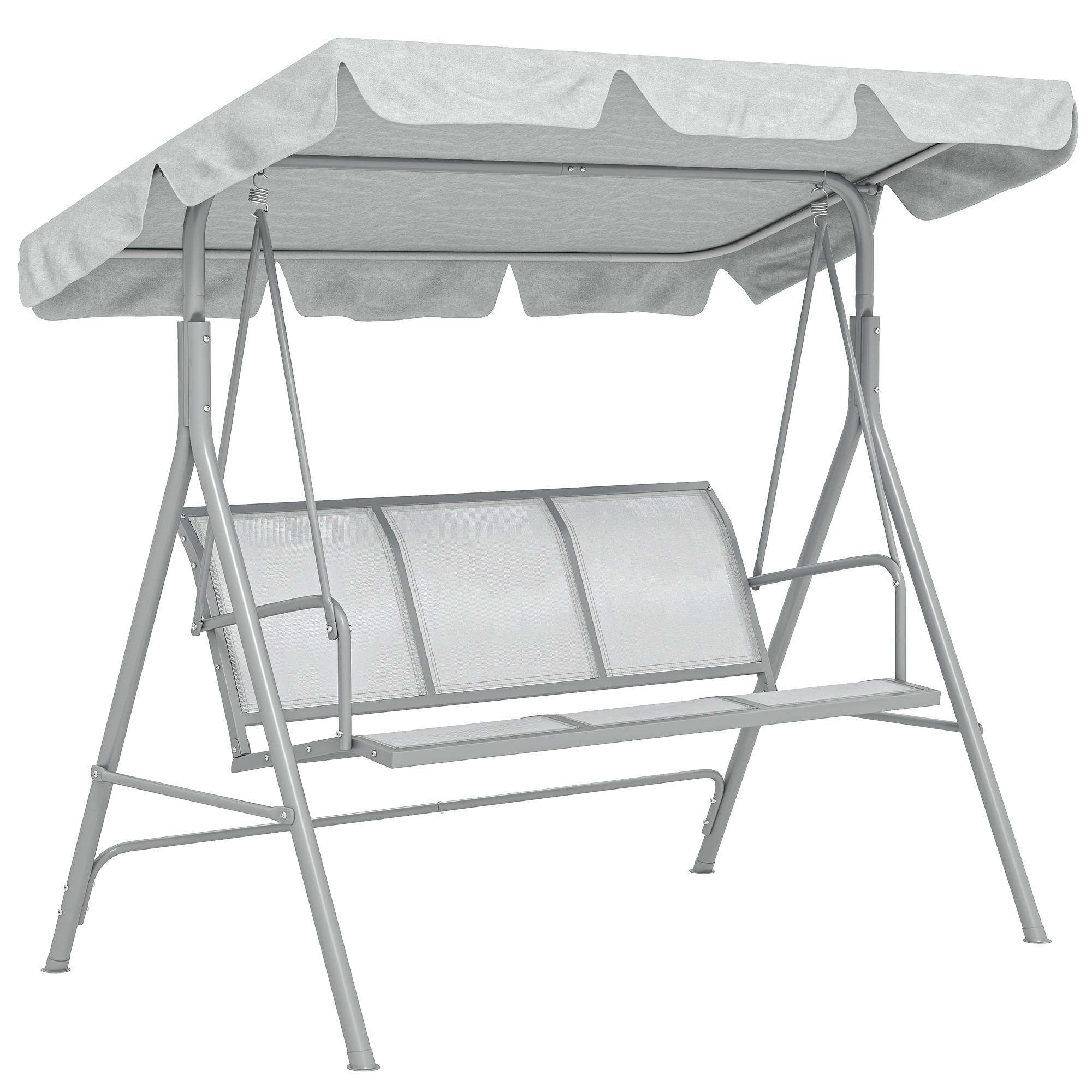 Balancelle 3 places métal polyester jardin toit pare-soleil amovible gris clair - ComfortXL Outdoor Living - Image 1