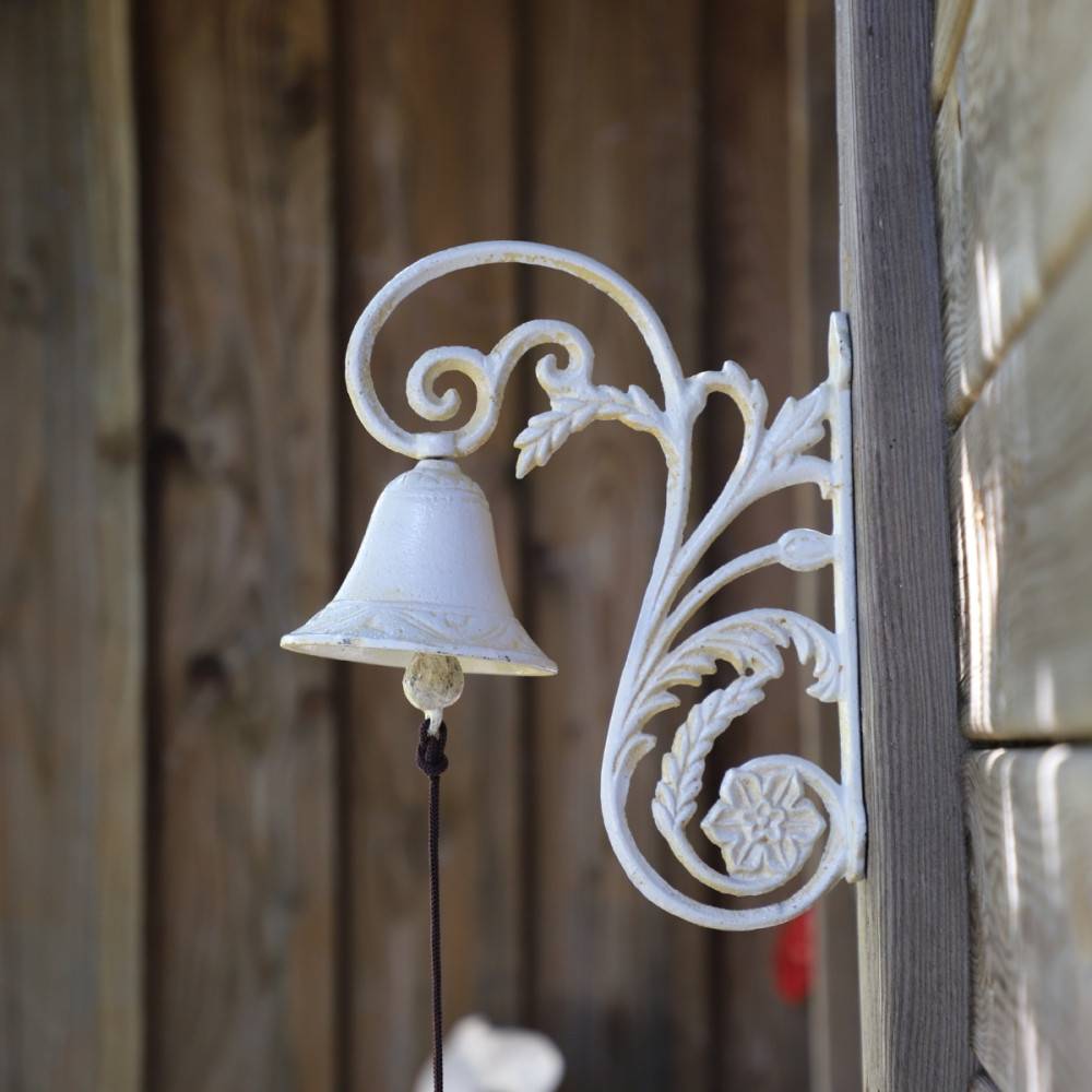 Cloche de jardin de porte ancienne en fonte blanche 23 x 19.5 cm Chemin de campagne - Image 2