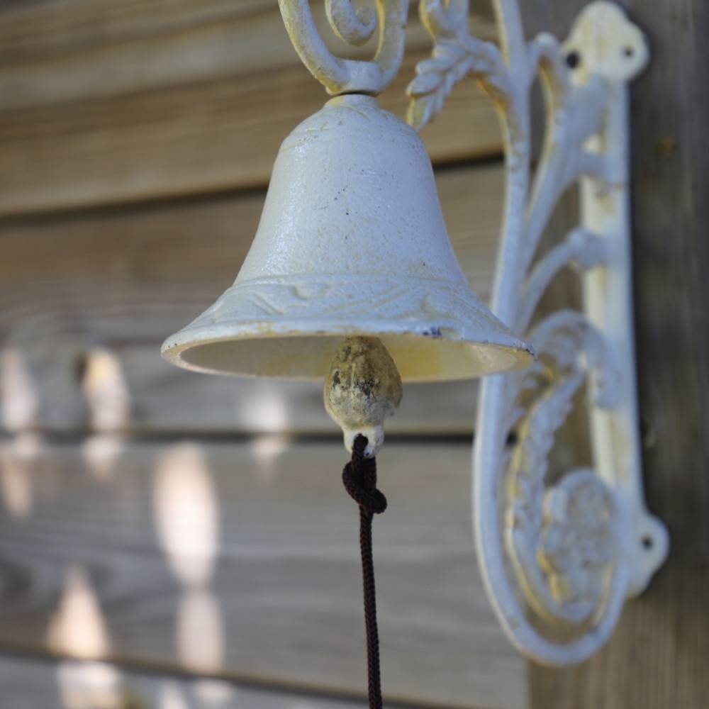 Cloche de jardin de porte ancienne en fonte blanche 23 x 19.5 cm Chemin de campagne - Image 6