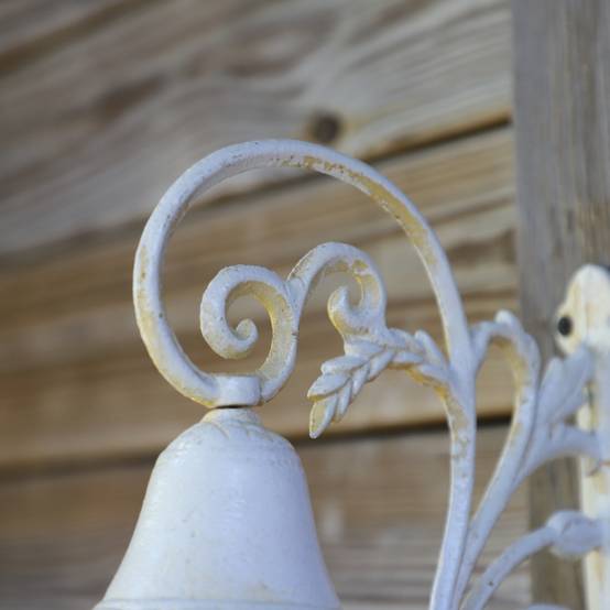 Cloche de jardin de porte ancienne en fonte blanche 23 x 19.5 cm Chemin de campagne - Image 3
