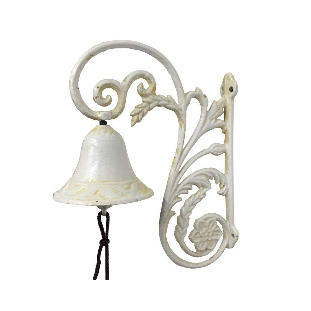 Cloche de jardin de porte ancienne en fonte blanche 23 x 19.5 cm Chemin de campagne - Image 1