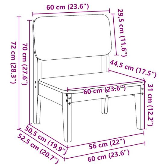 Lot de 2 Chaises de jardin - Chaises d'extérieur - Fauteuils de jardin blanc 60x52,5x72 cm bois massif pin - Image 10
