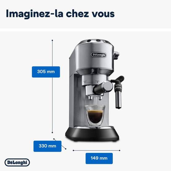 Machine à espresso semi-automatique 15 bars Dedica Style EC685.M, 1,1 L, inox argent/noir, De’Longhi - Image 6
