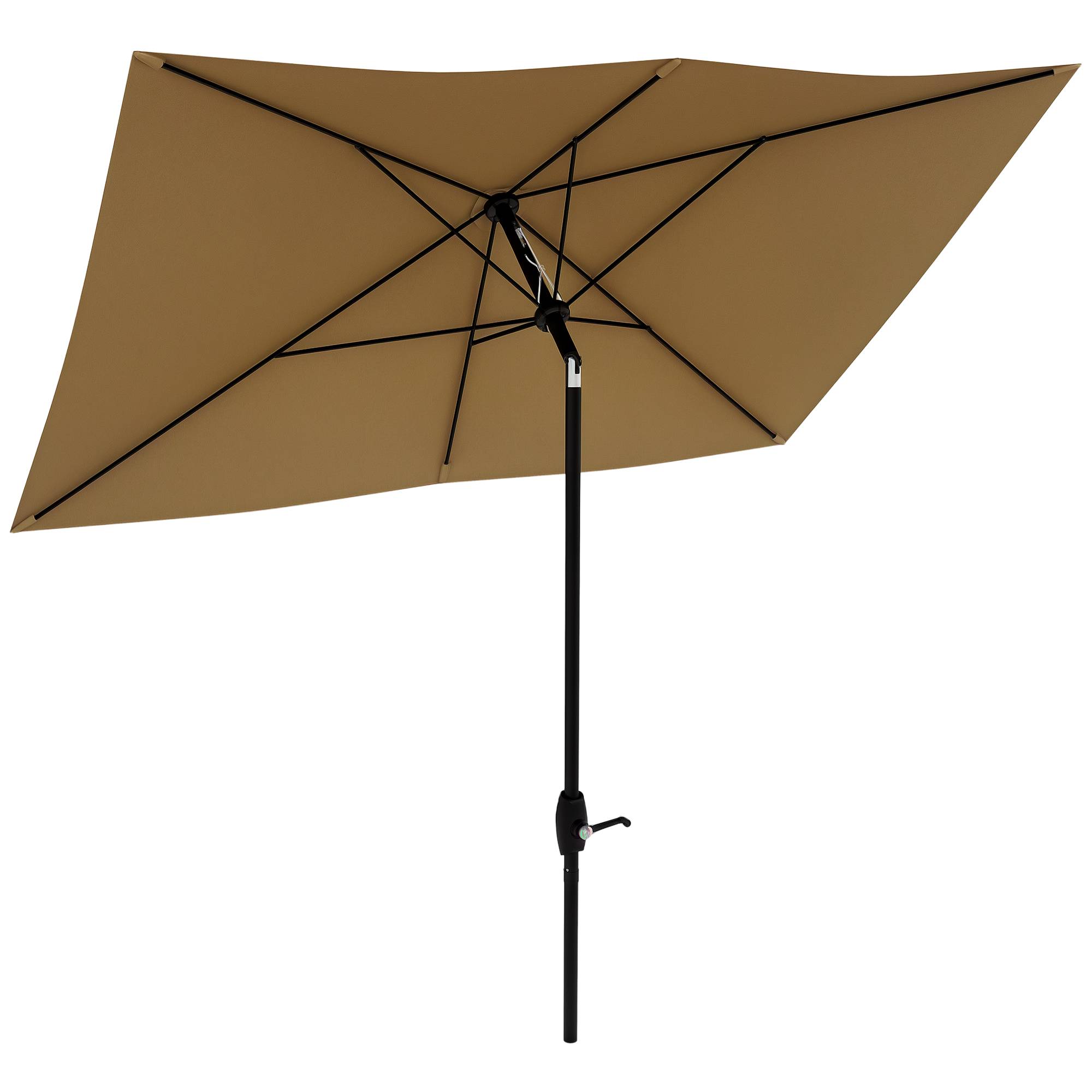 ComfortXL - Parasol rectangulaire aluminium extérieur pour terrasse inclinable avec manivelle café - ComfortXL Outdoor Living - Image 1