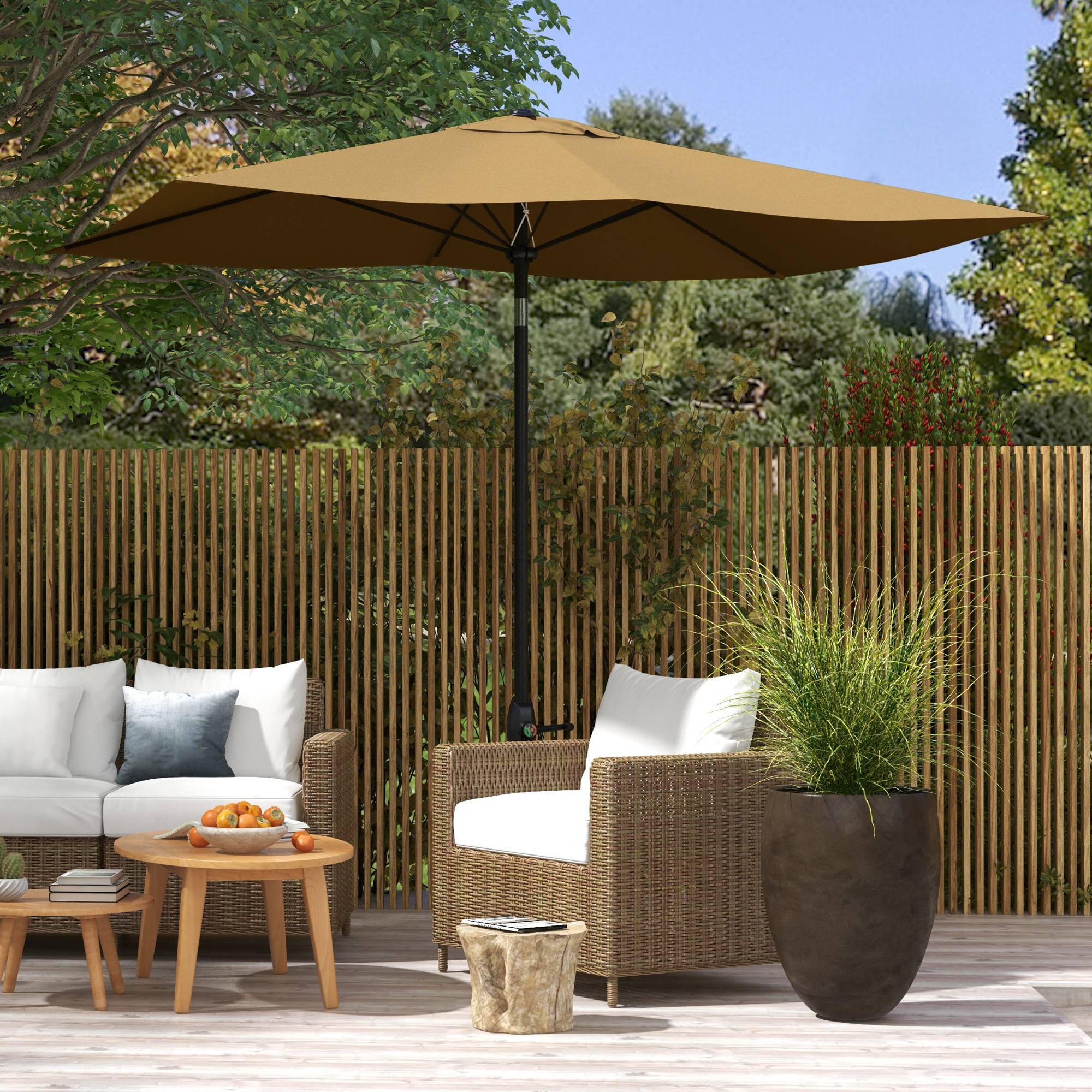 ComfortXL - Parasol rectangulaire aluminium extérieur pour terrasse inclinable avec manivelle café - ComfortXL Outdoor Living - Image 4
