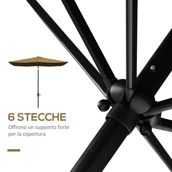 ComfortXL - Parasol rectangulaire aluminium extérieur pour terrasse inclinable avec manivelle café - ComfortXL Outdoor Living - Image 8