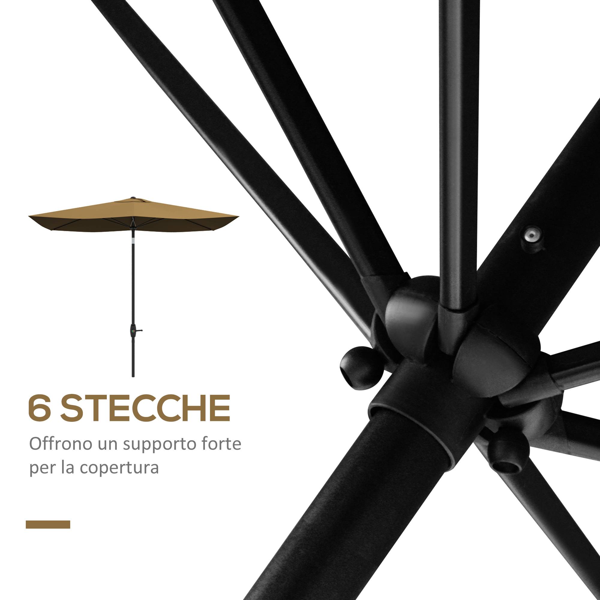 ComfortXL - Parasol rectangulaire aluminium extérieur pour terrasse inclinable avec manivelle café - ComfortXL Outdoor Living - Image 8