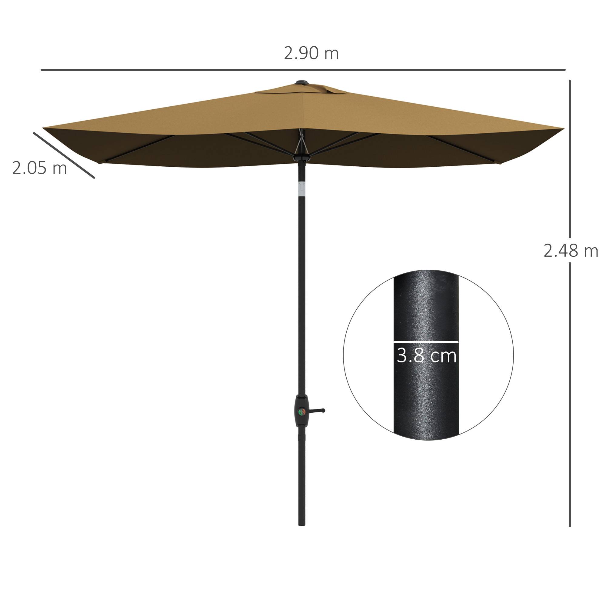 ComfortXL - Parasol rectangulaire aluminium extérieur pour terrasse inclinable avec manivelle café - ComfortXL Outdoor Living - Image 5